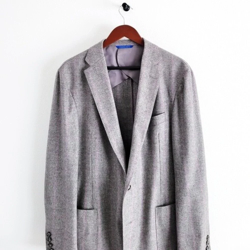 Adrian Jules Sport Coat Flannel Wool Blazer Plaid Gray Purple Mens 43 - Picture 2 of 15